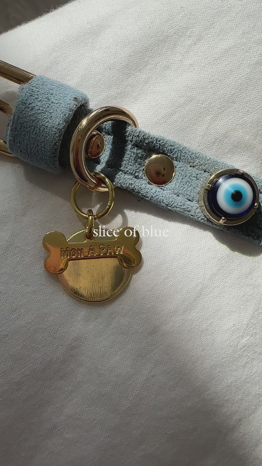 Suede Evil Eye Dog Collar | Azure Blue ⚜️