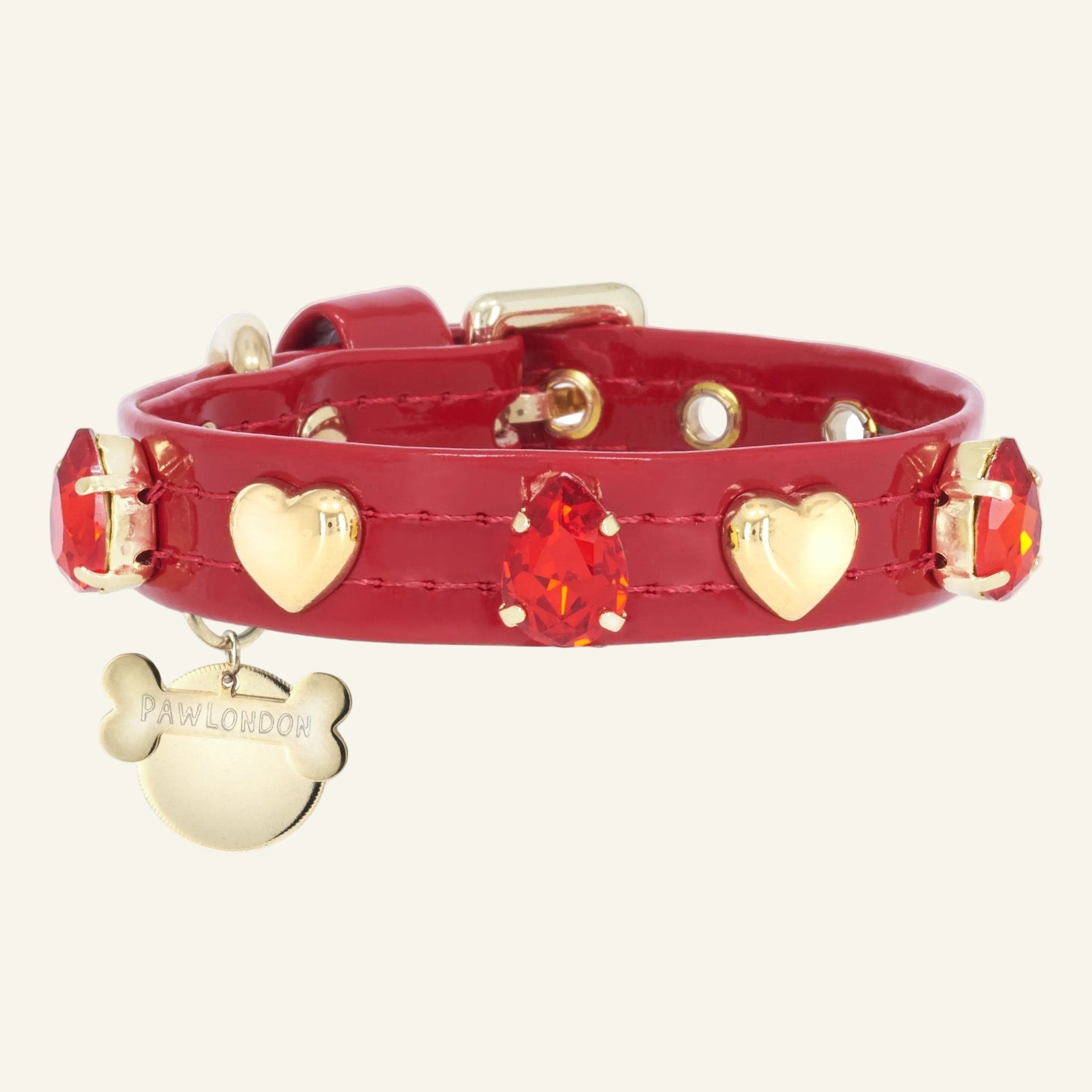 Ruby Pear - Cut Swarovski Red Dog Collar 💎v - PAW LONDON