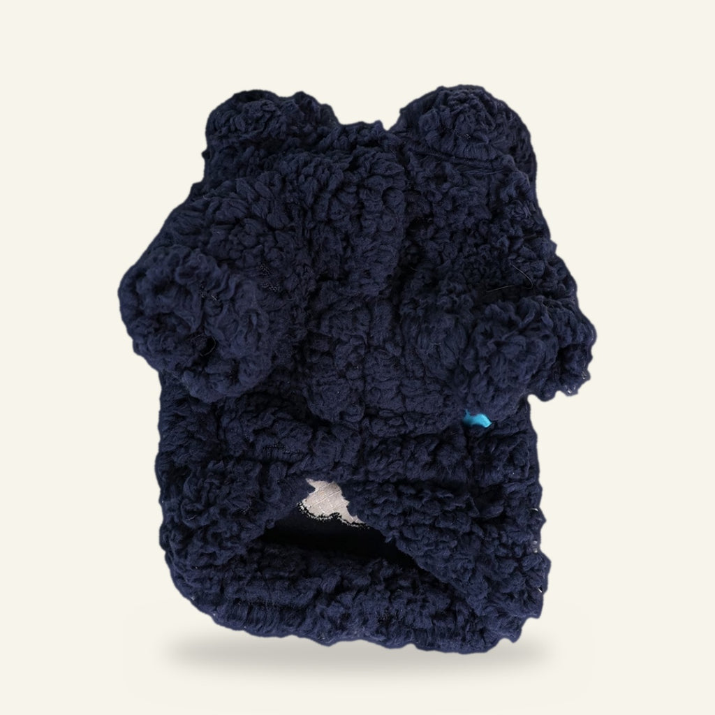 Navy Santa sherpa hoodie, underside
