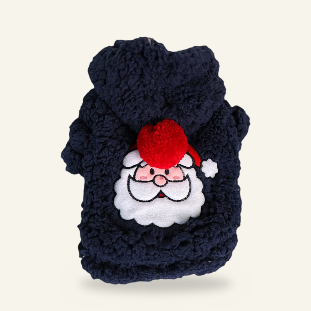 Navy Santa sherpa dog hoodie