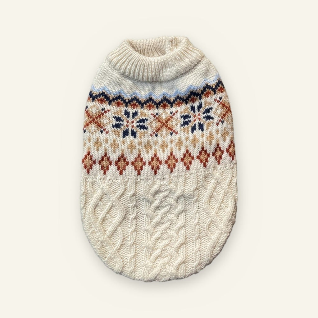 Cream snowflake cable knit dog jumper