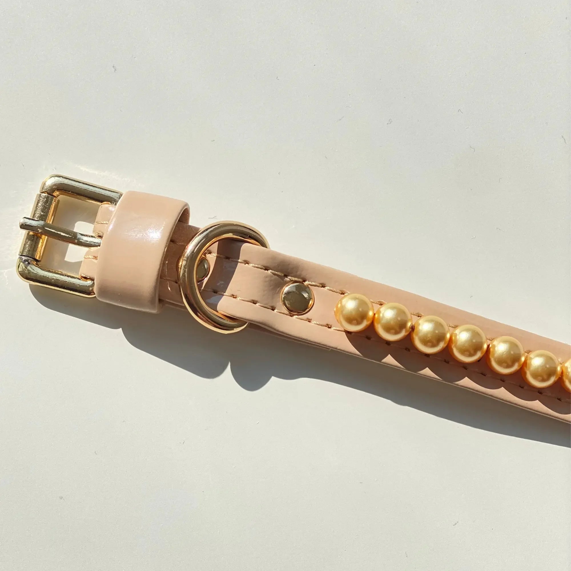 Soleil Gold Swarovski Pearl Cappuccino Dog Collar 🌞 - PAW LONDON