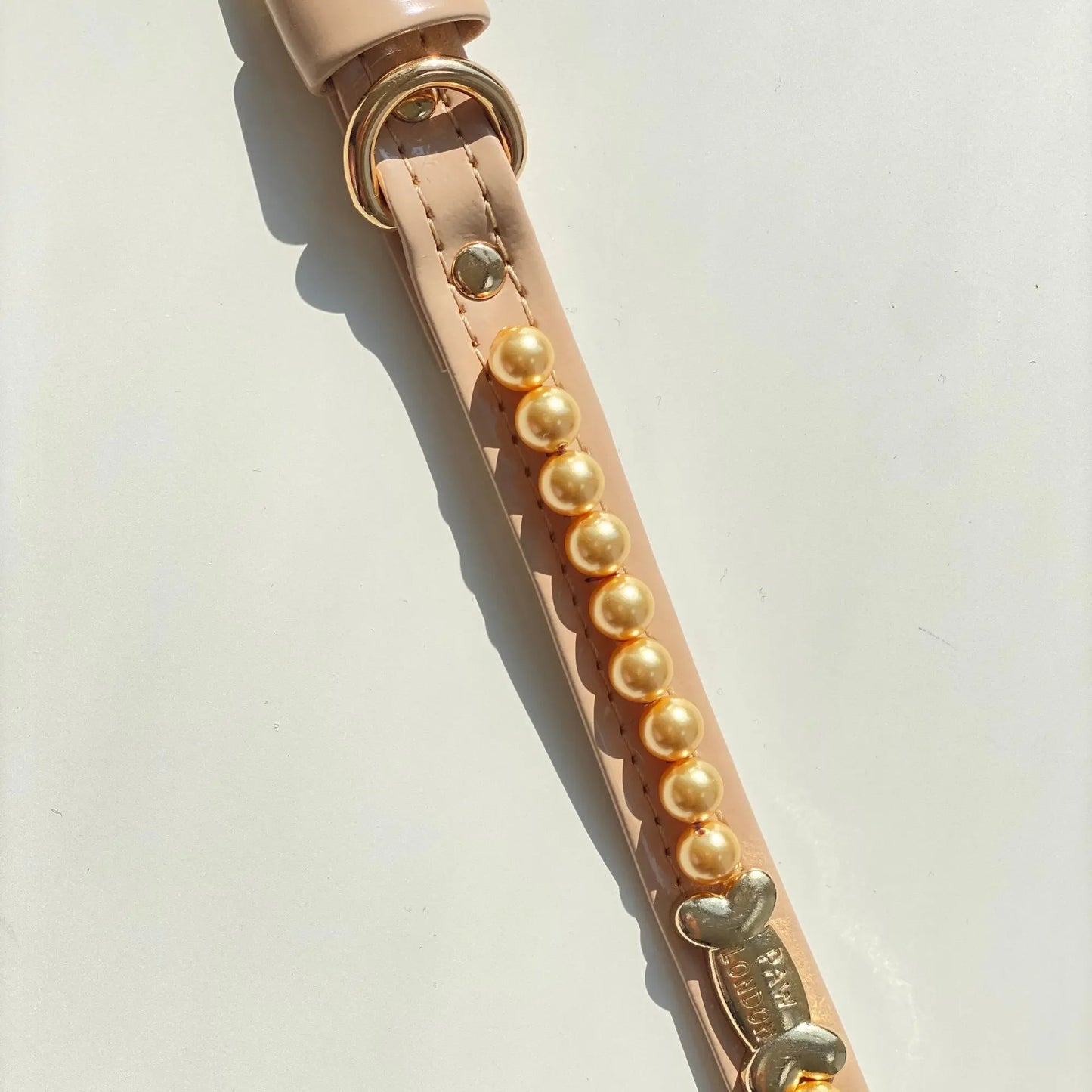 Soleil Gold Swarovski Pearl Cappuccino Dog Collar 🌞 - PAW LONDON