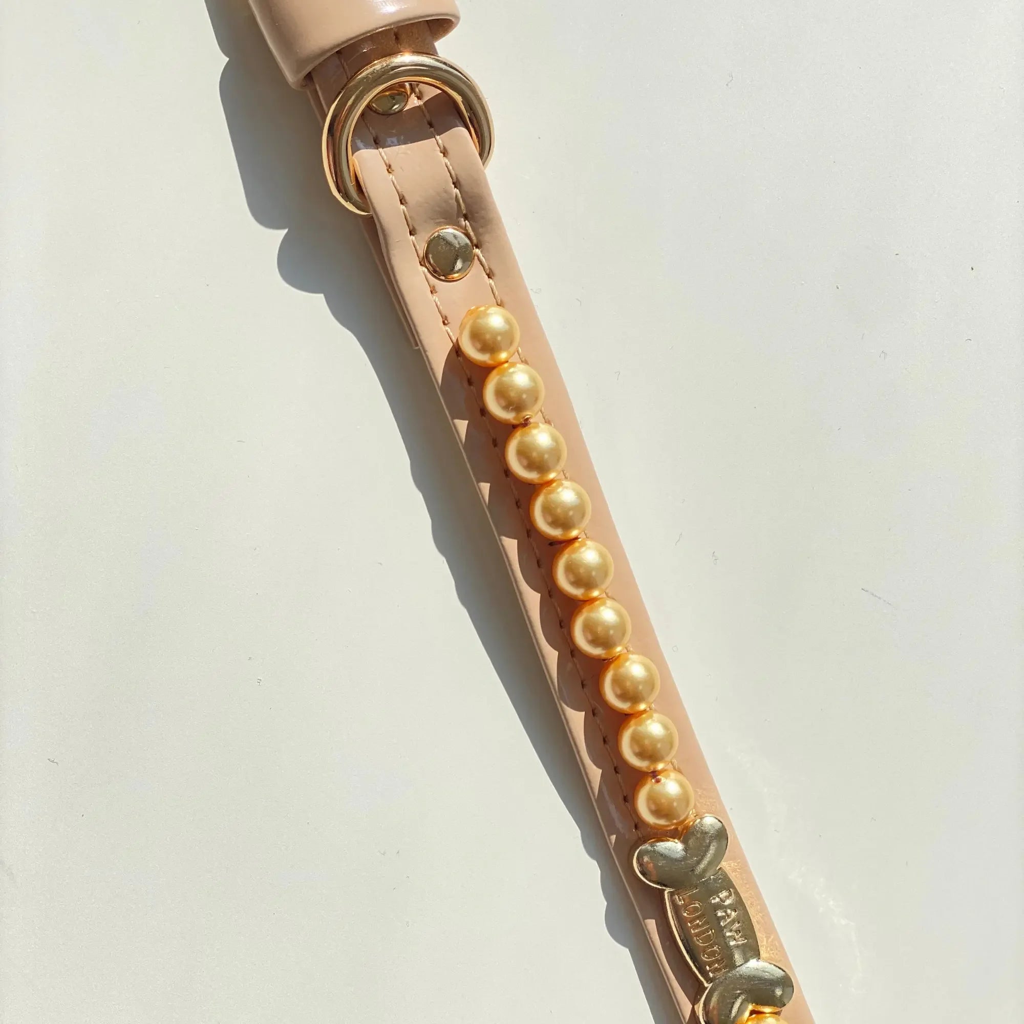 Soleil Gold Swarovski Pearl Cappuccino Dog Collar 🌞 - PAW LONDON