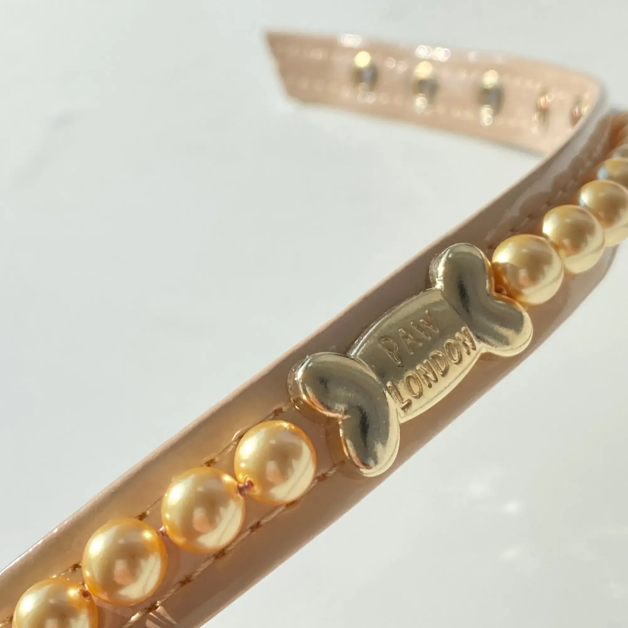 Soleil Gold Swarovski Pearl Cappuccino Dog Collar 🌞 - PAW LONDON