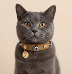Suede Evil Eye Cat Collar | Cinnamon 🧿 - PAW LONDON