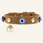 Suede Evil Eye Cat Collar | Cinnamon 🧿 - PAW LONDON