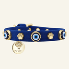 Suede Evil Eye Cat Collar | Royal Blue 🧿 - PAW LONDON