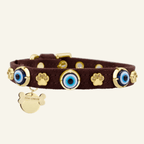 Suede Evil Eye Dog Collar | Bitter Chocolate 🍫 - PAW LONDON