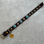 Suede Evil Eye Dog Collar | Bitter Chocolate 🍫 - PAW LONDON