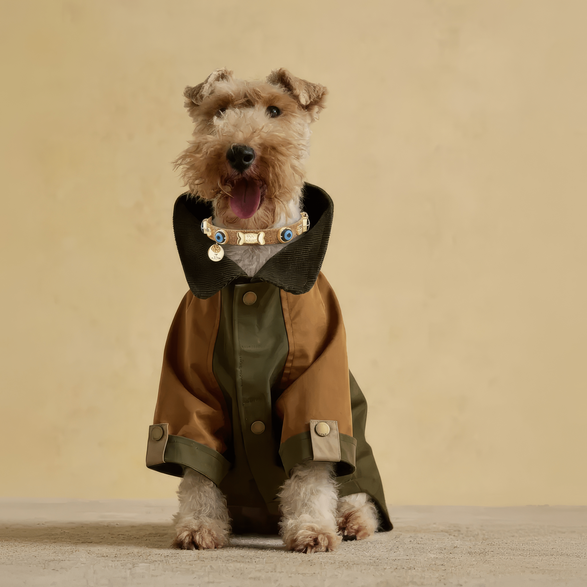 Suede Evil Eye Dog Collar | Cinnamon ⚜️ - PAW LONDON