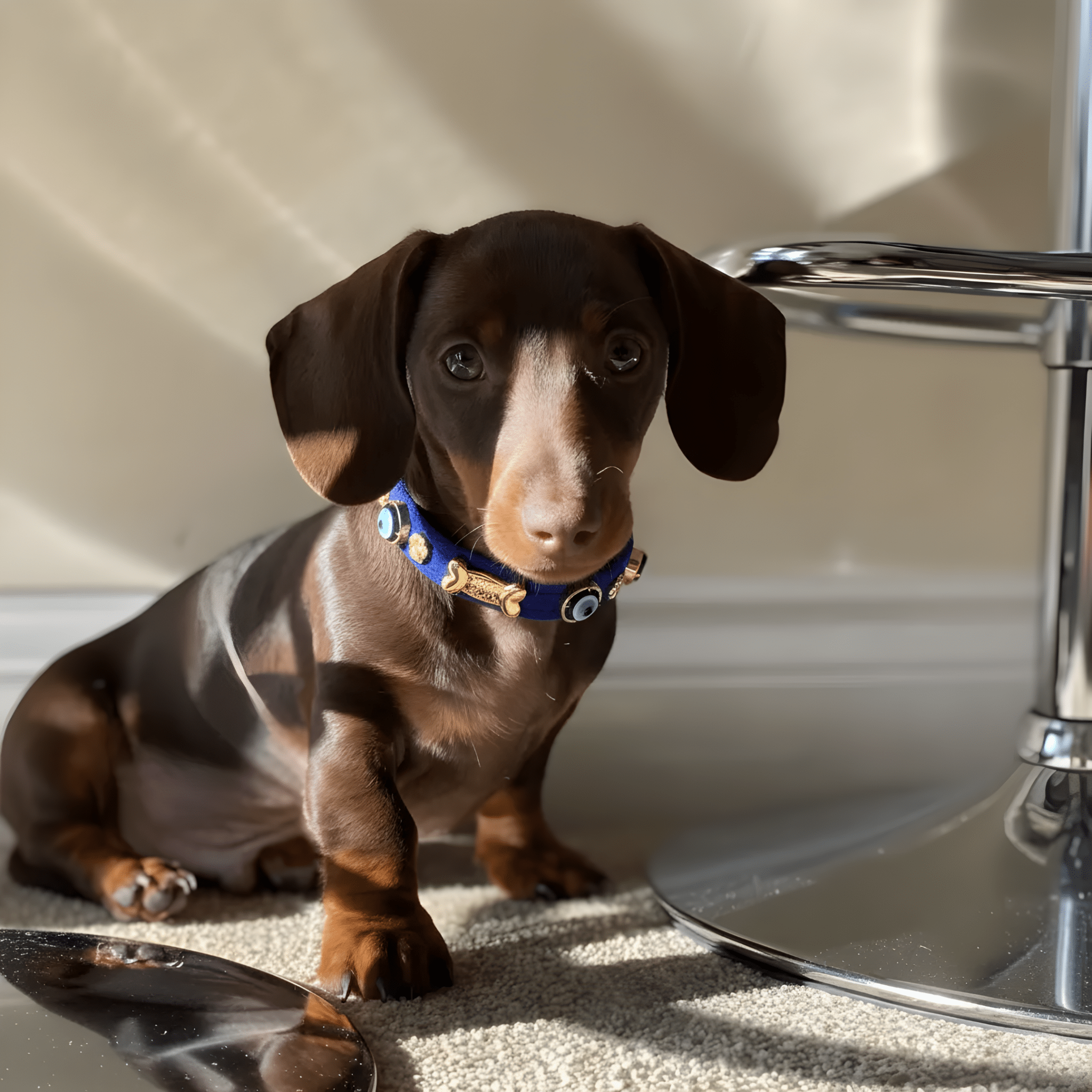Suede Evil Eye Dog Collar | Royal Blue 💘 - PAW LONDON