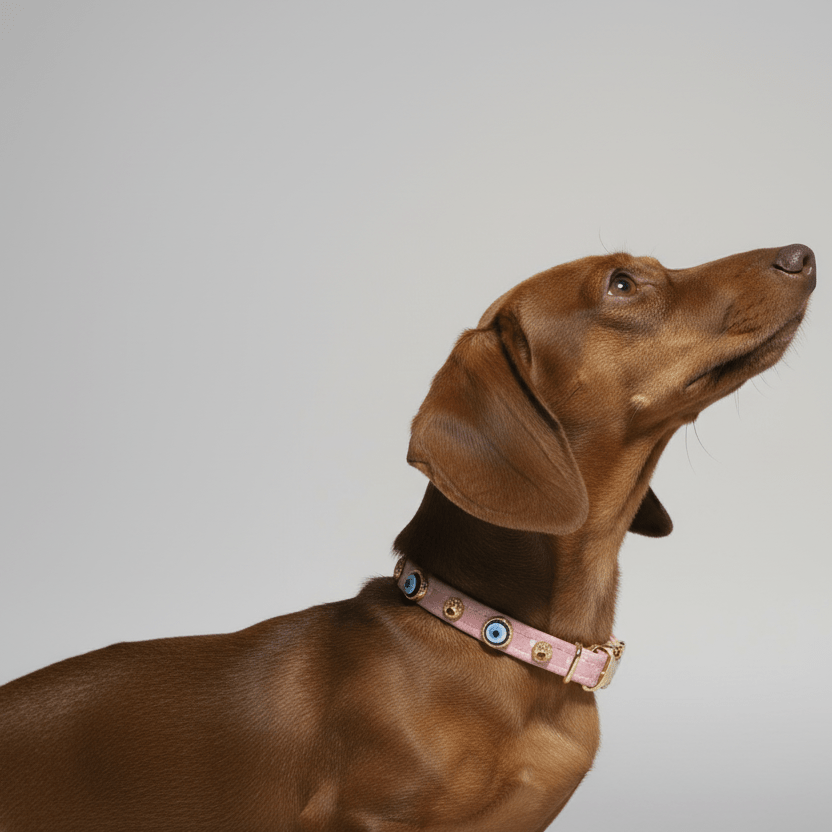 Suede Evil Eye Dog Collar | Sugar Pink 🦄 - PAW LONDON