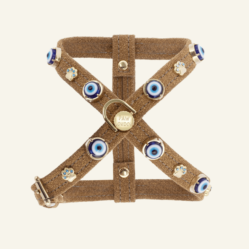 Suede Evil Eye Dog Harness | Cinnamon 🧿 - PAW LONDON
