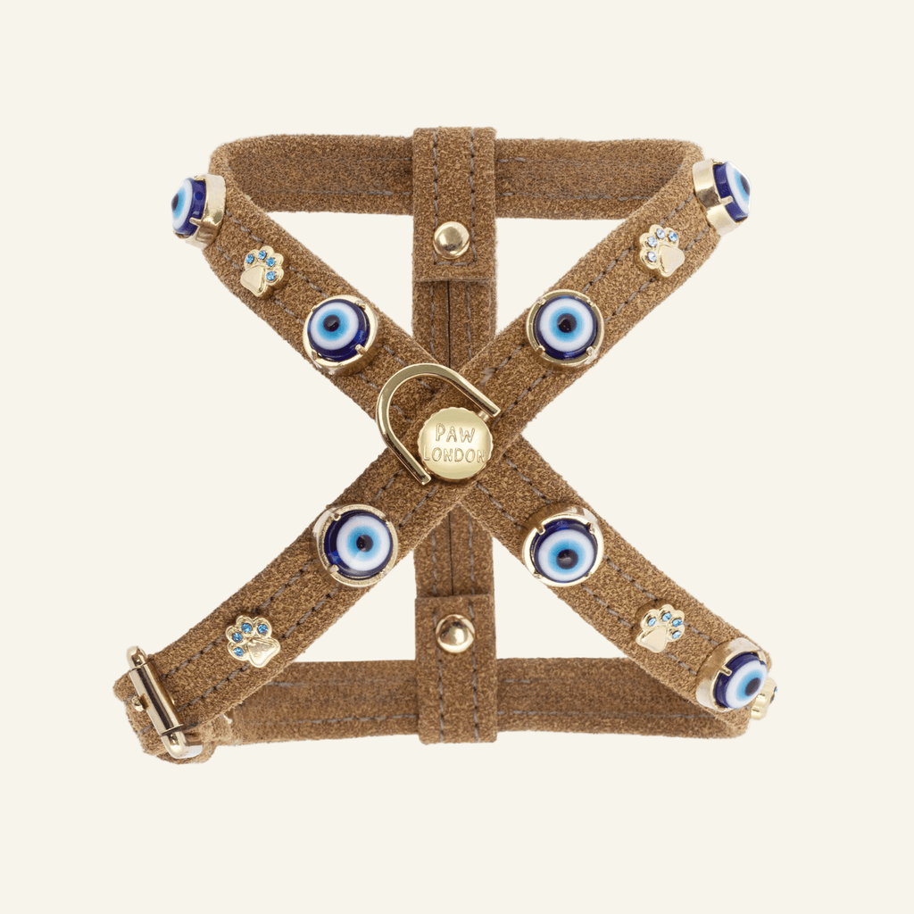 Suede Evil Eye Dog Harness | Cinnamon 🧿 - PAW LONDON