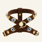 Suede Evil Eye Dog Harness | Dark Chocolate 🧿 - PAW LONDON