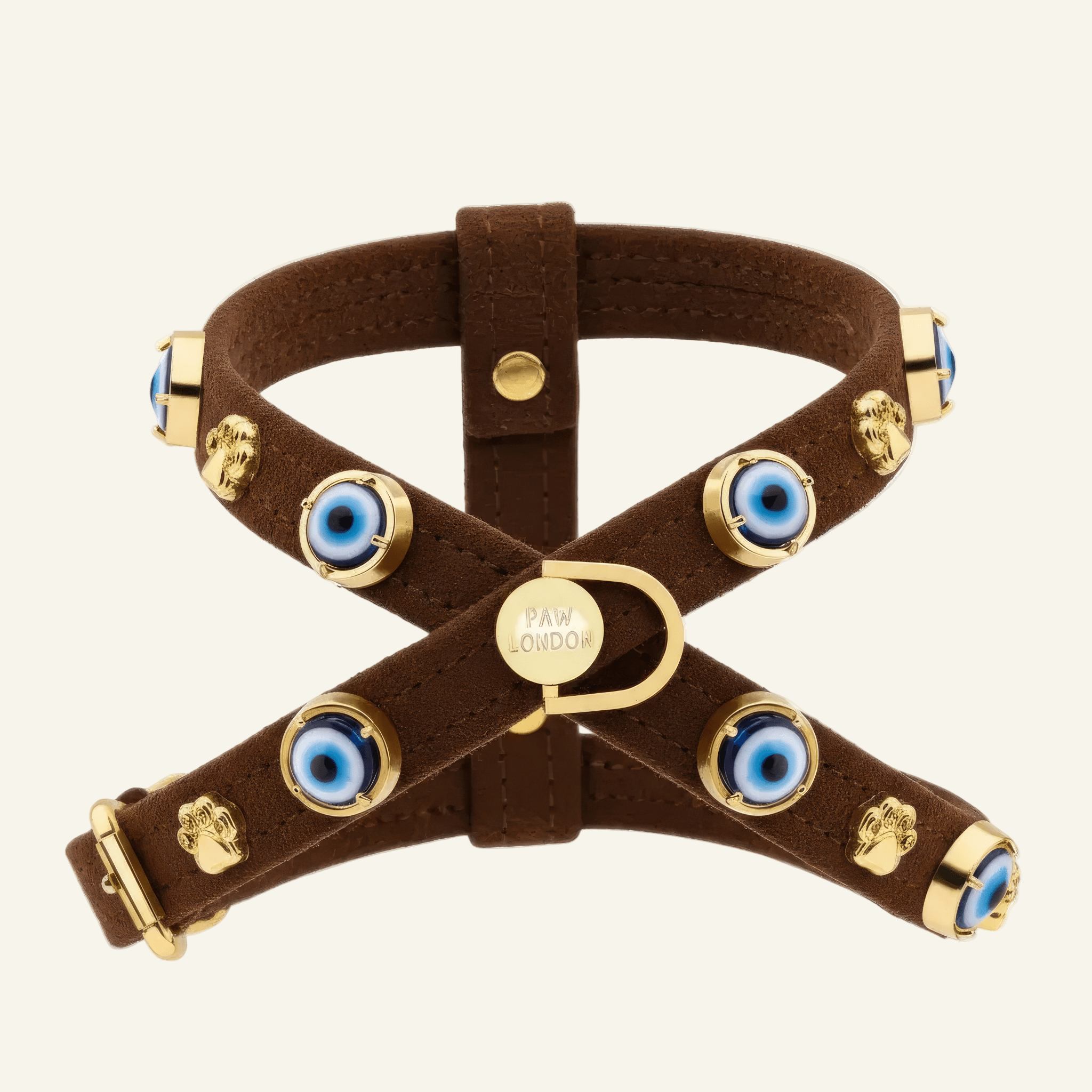 Suede Evil Eye Dog Harness | Dark Chocolate 🧿 - PAW LONDON