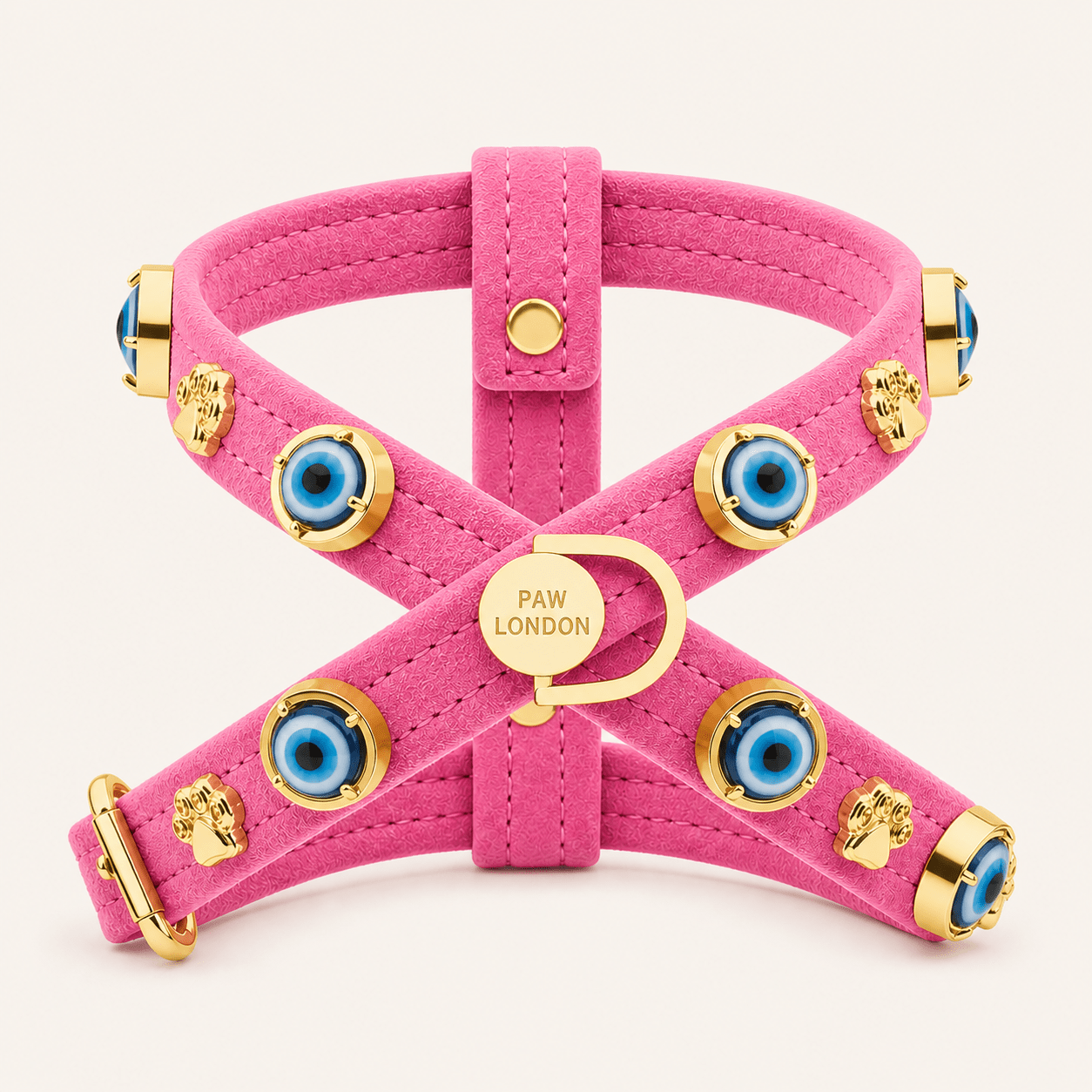 Suede Evil Eye Dog Harness | Hot Pink🧿 - PAW LONDON