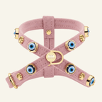 Suede Evil Eye Dog Harness | Sugar Pink 🧿 - PAW LONDON