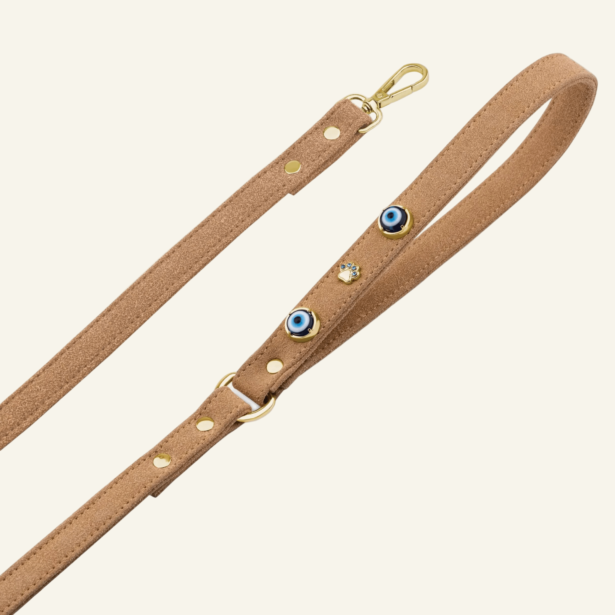 Suede Evil Eye Dog Lead | Cinnamon 🧿 - PAW LONDON