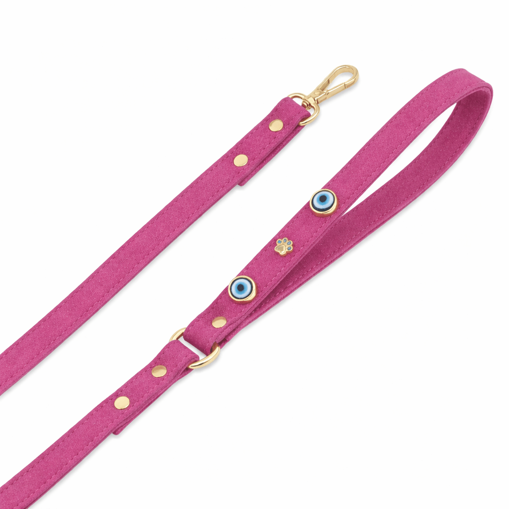 Suede Evil Eye Dog Lead | Hot Pink ⚜️ - PAW LONDON