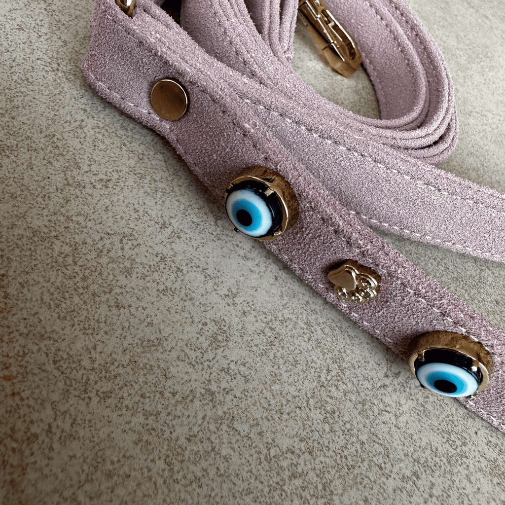 Suede Evil Eye Dog Lead | Pink 🧿 - PAW LONDON