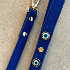 Suede Evil Eye Dog Lead | Royal Blue 🧿 - PAW LONDON