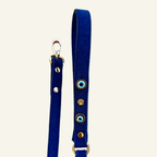 Suede Evil Eye Dog Lead | Royal Blue 🧿 - PAW LONDON