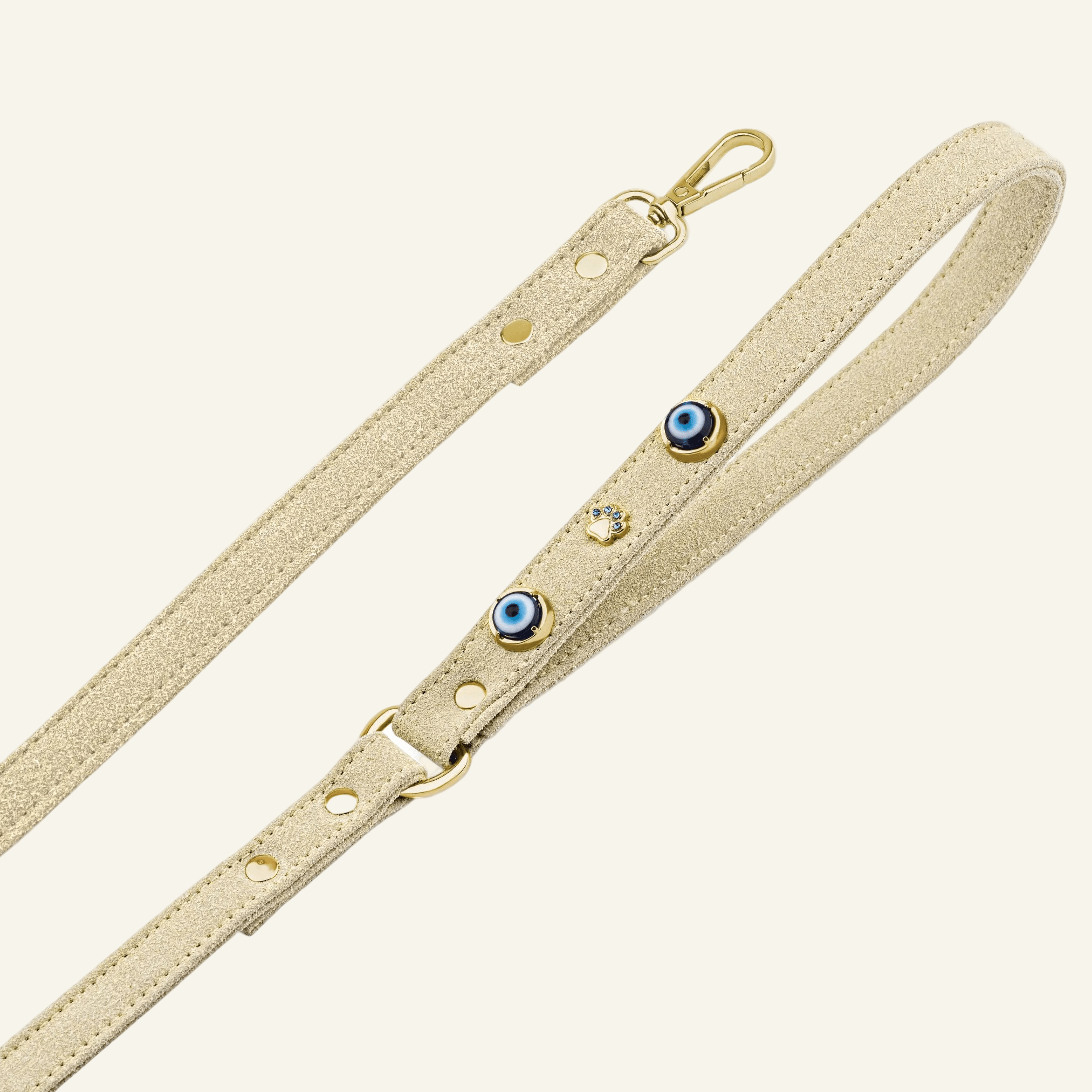 Suede Evil Eye Dog Lead | Sand Beige ⚜️ - PAW LONDON