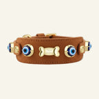 Suede Evil Eye Greyhounds Dog Collar | Cinnamon ⚜️ - PAW LONDON