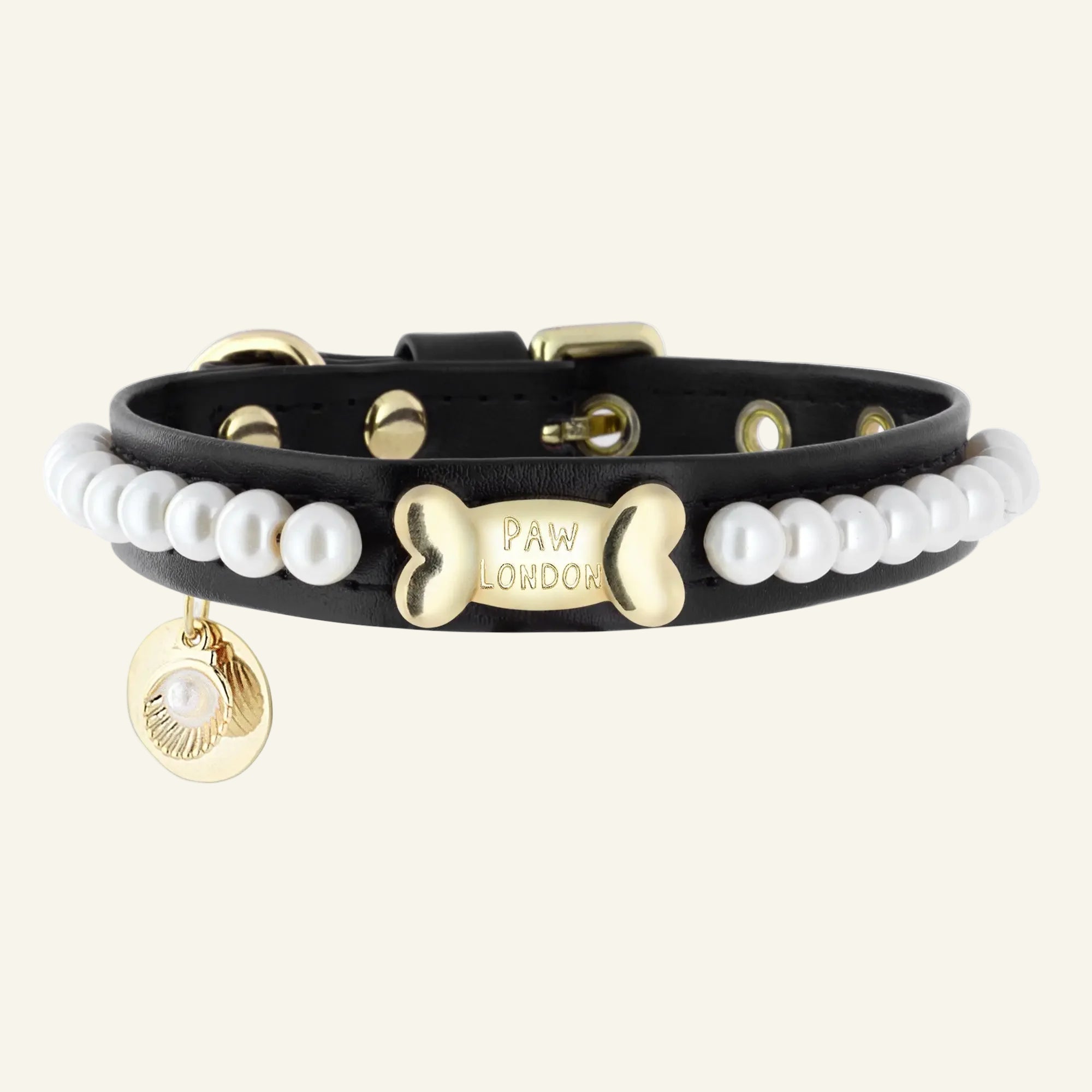 Tahiti Pearl Dog Collar Black 🖤 - PAW LONDON