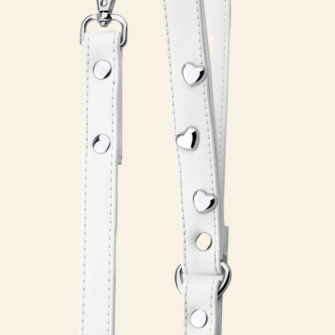White love+rock Dog Lead 🐩 - PAW LONDON