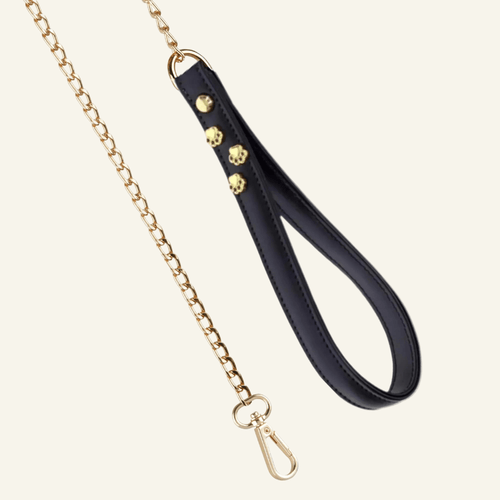 Chain Dog Leash with Black Leather Handle ⛓ - PAW LONDON