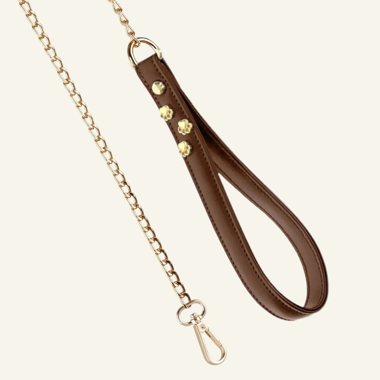Chain Dog Leash with Brown Leather Handle ⛓ - PAW LONDON