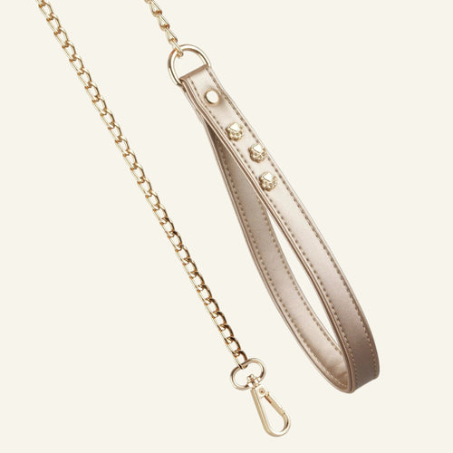 Chain Dog Leash with Gold Leather Handle ⛓ - PAW LONDON