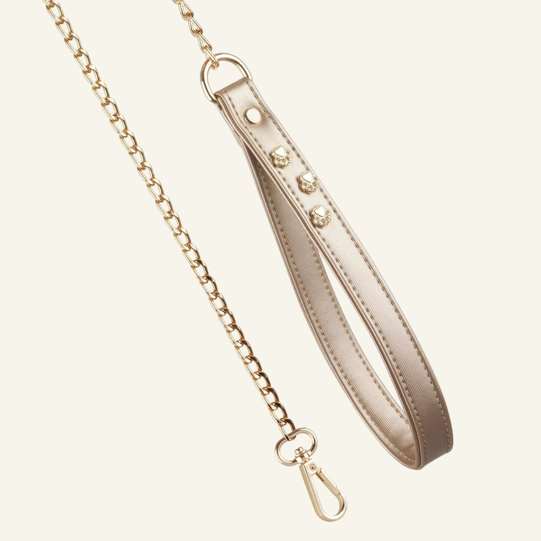 Chain Dog Leash with Gold Leather Handle ⛓ - PAW LONDON