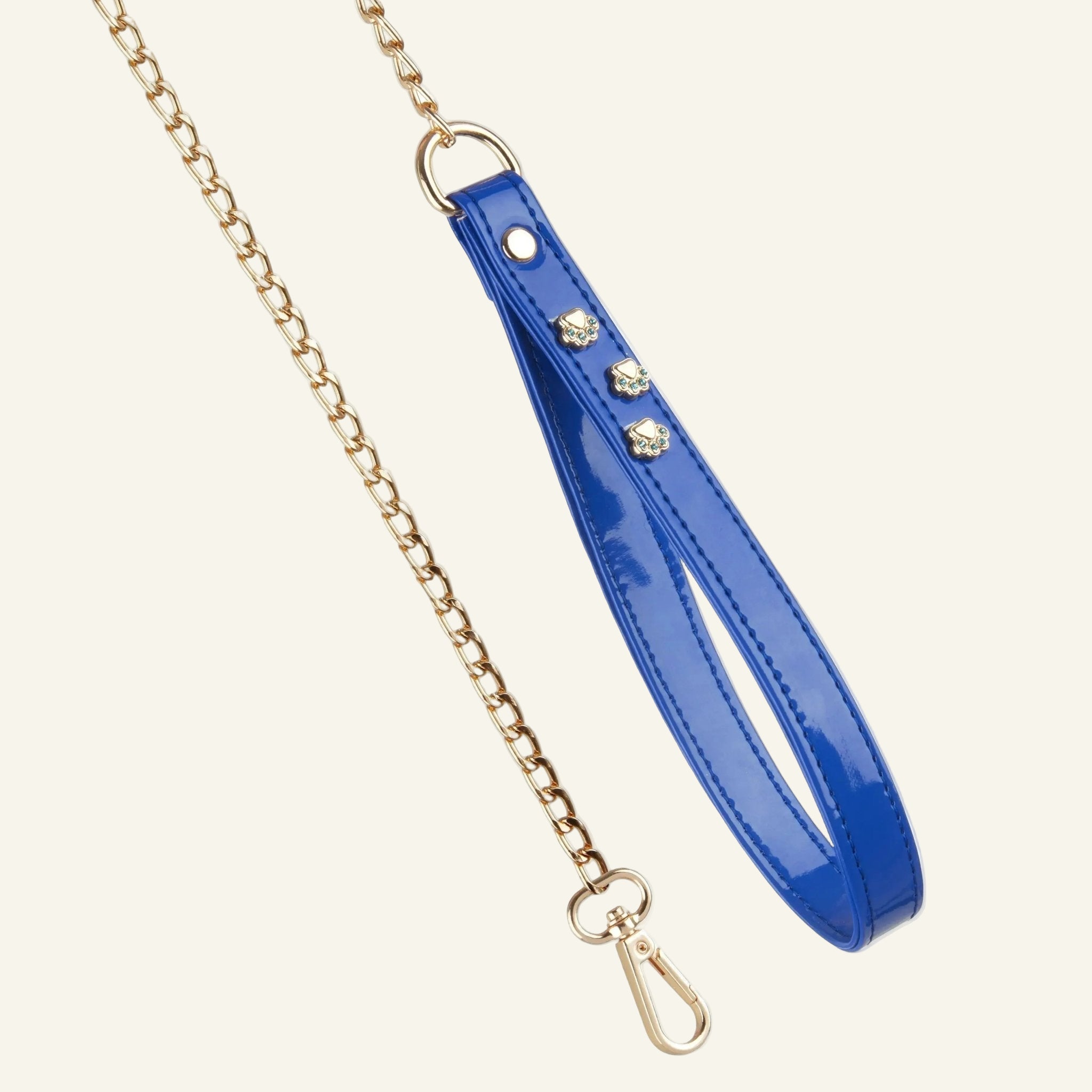 Chain Dog Leash with Navy Leather Handle ⛓ - PAW LONDON