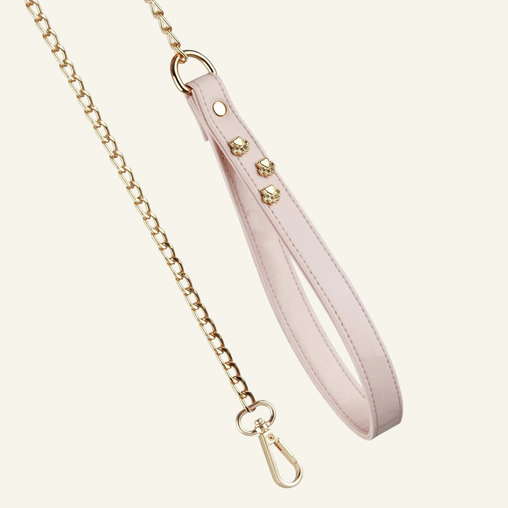 Chain Dog Leash with Pink Leather Handle ⛓ - PAW LONDON