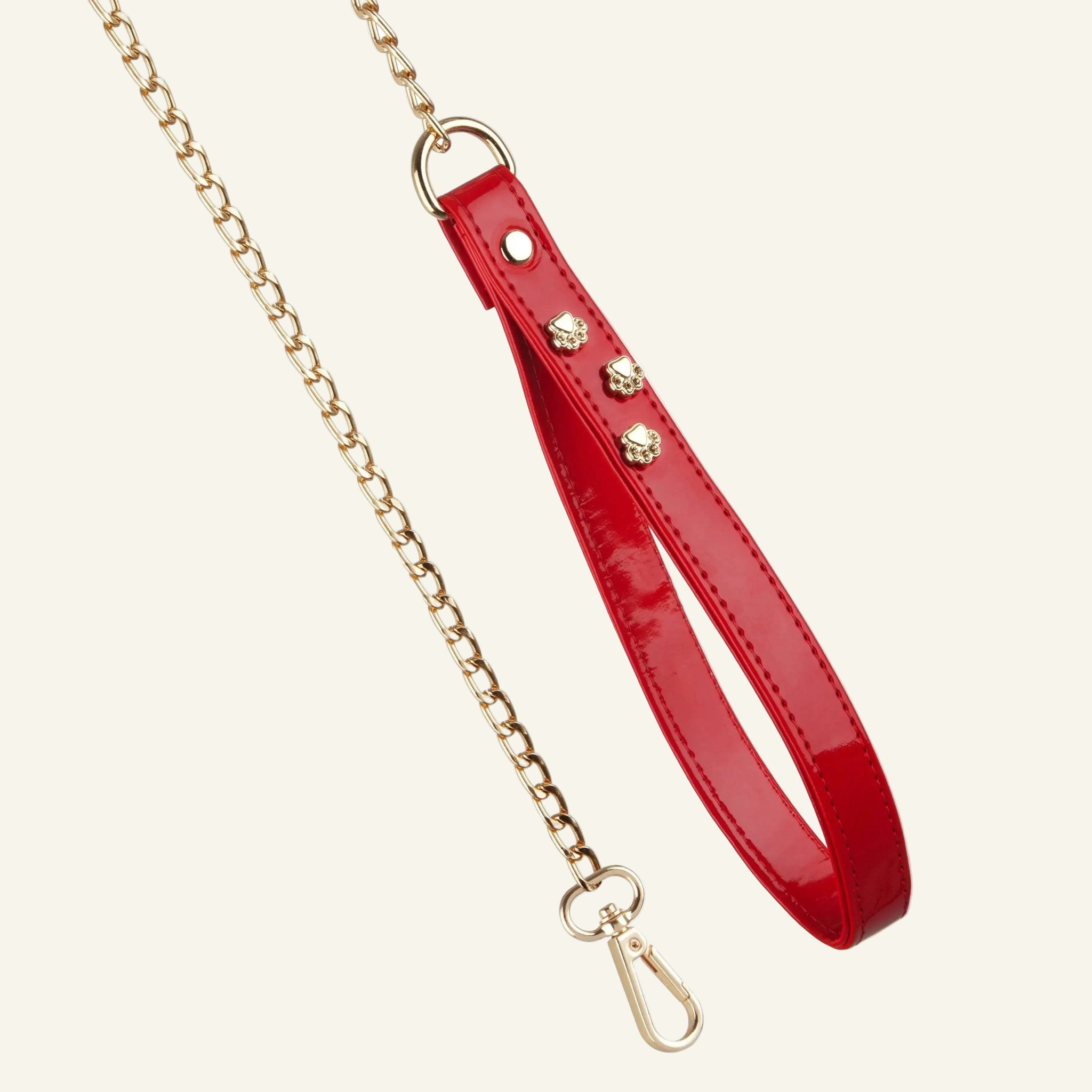 Chain Dog Leash with Red Leather Handle ⛓ - PAW LONDON