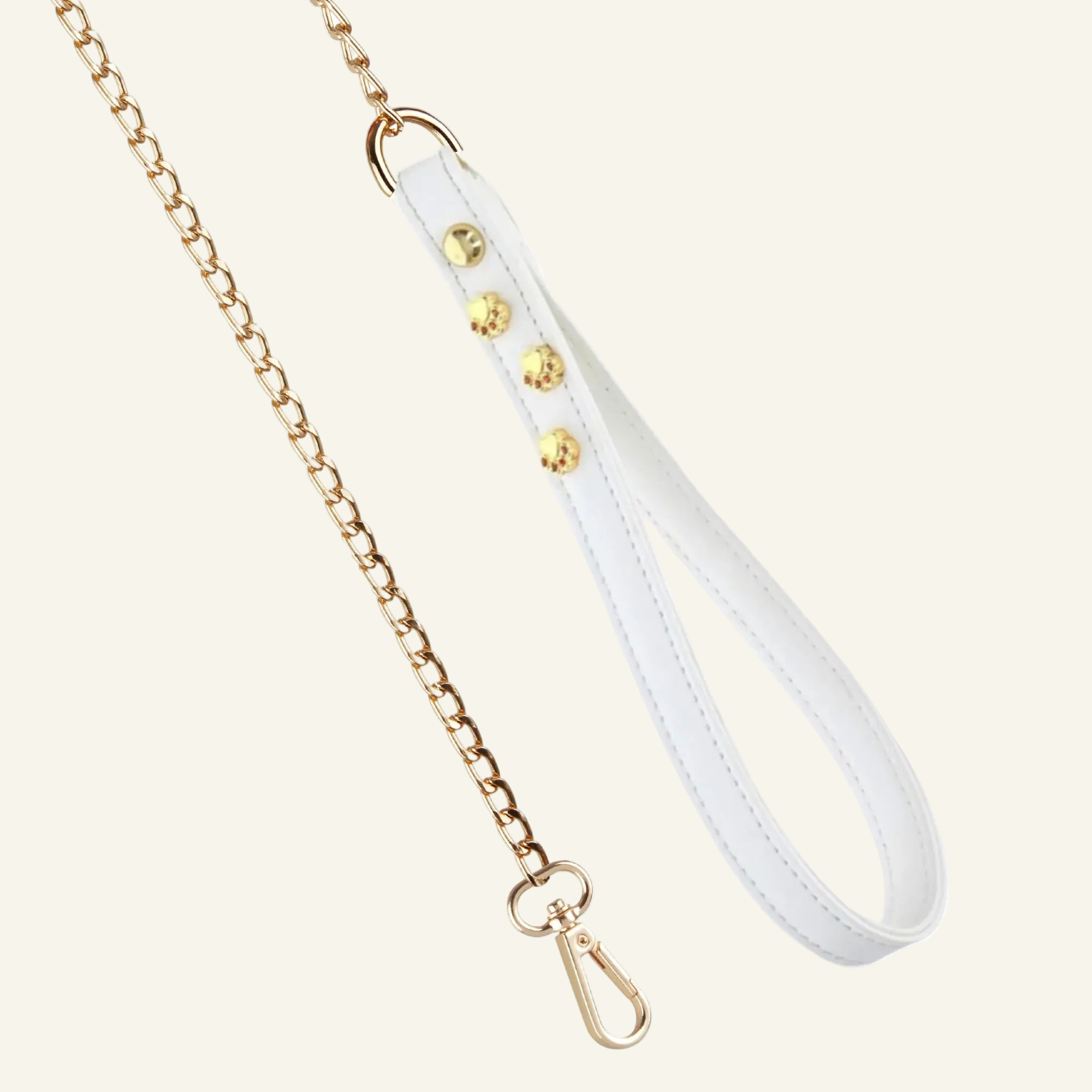 Chain Dog Leash with White Leather Handle ⛓ - PAW LONDON