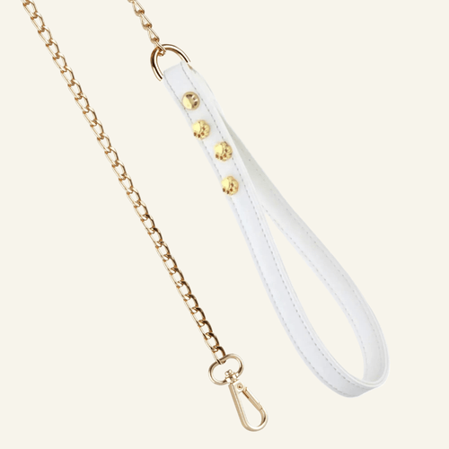 Chain Dog Leash with White Leather Handle ⛓ - PAW LONDON