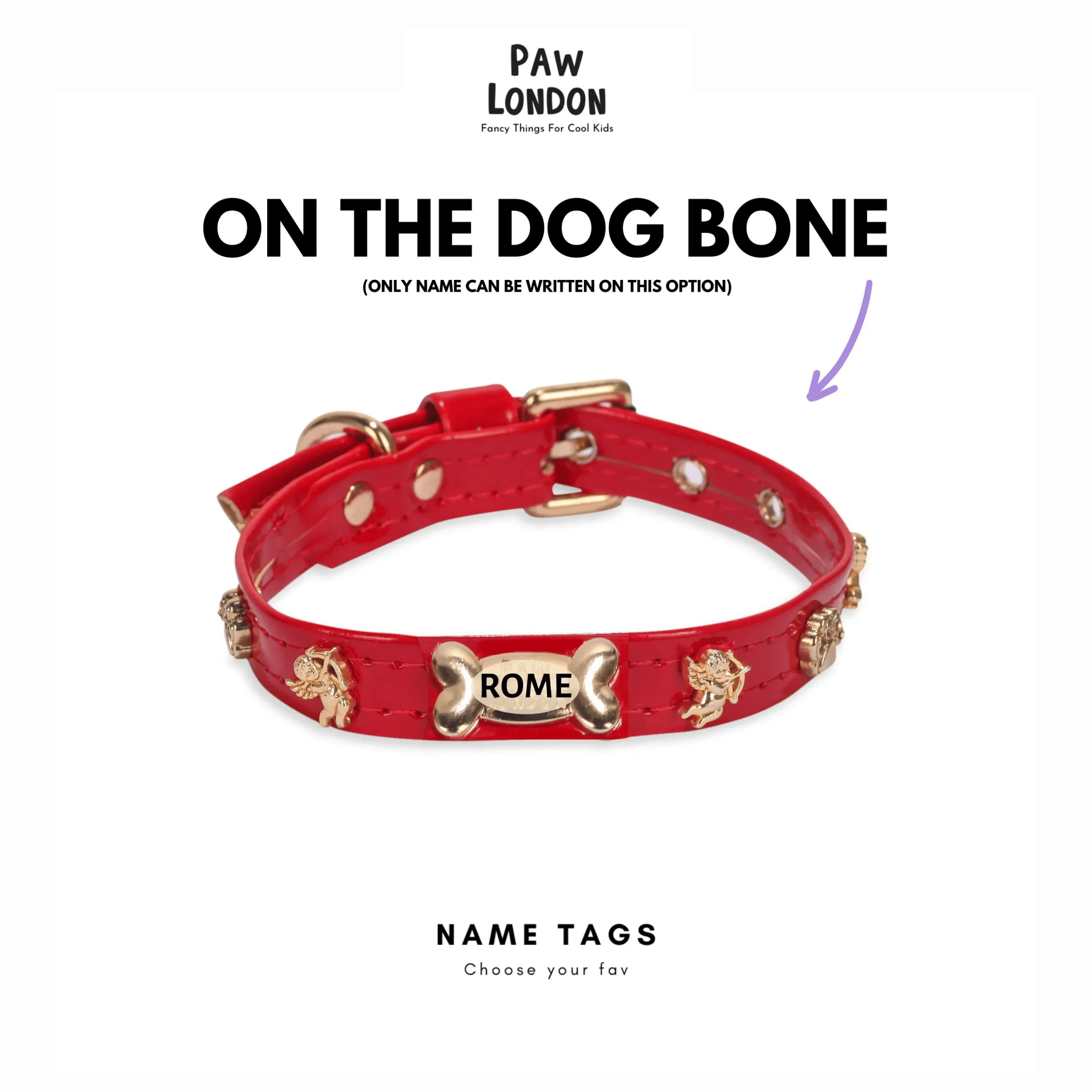 Cupid Gold Dog Collar 🏹 | RED - PAW LONDON