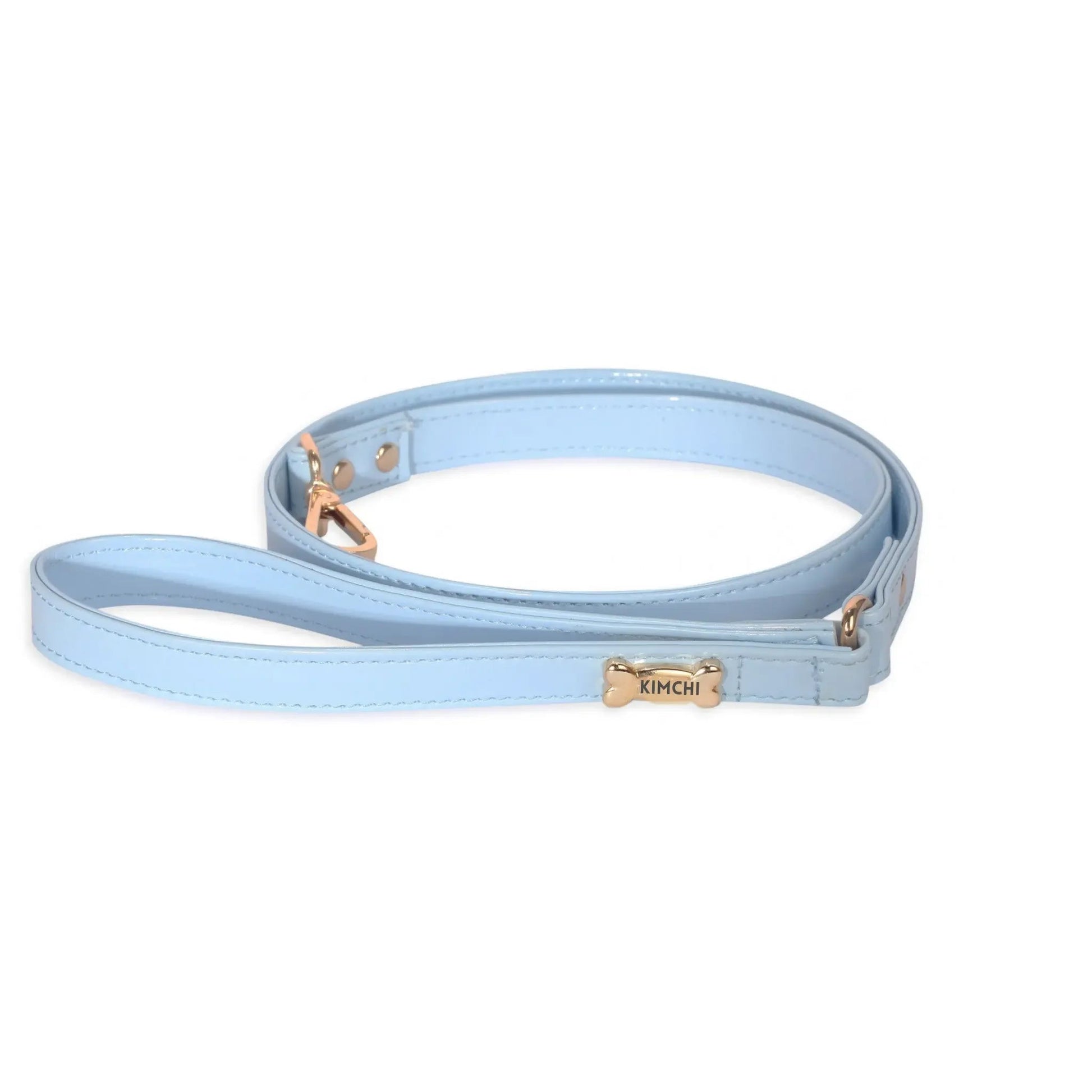 Dog Lead with Gold Plated Bone | Baby Blue 🐾 - PAW LONDON