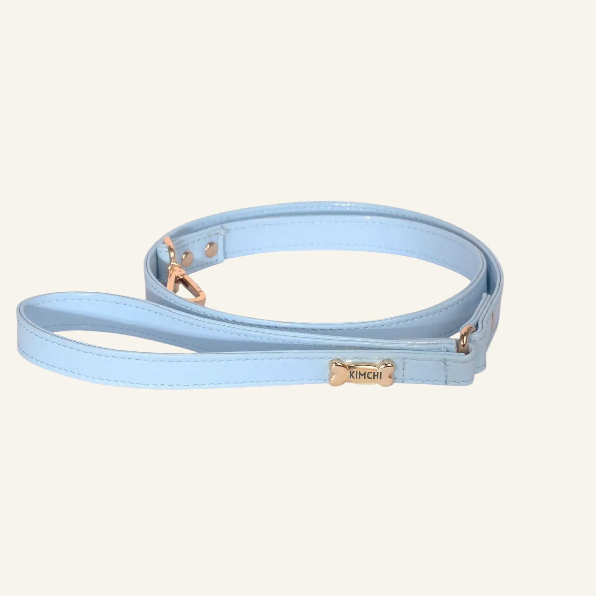 Dog Lead with Gold Plated Bone | Baby Blue 🐾 - PAW LONDON