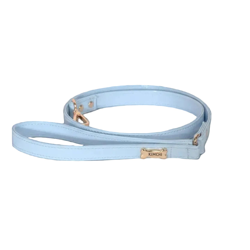 Dog Lead with Gold Plated Bone | Baby Blue 🐾 - PAW LONDON