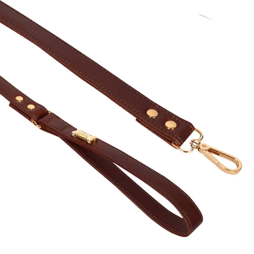 Dog Lead with Gold Plated Bone | Brown 🐾 - PAW LONDON