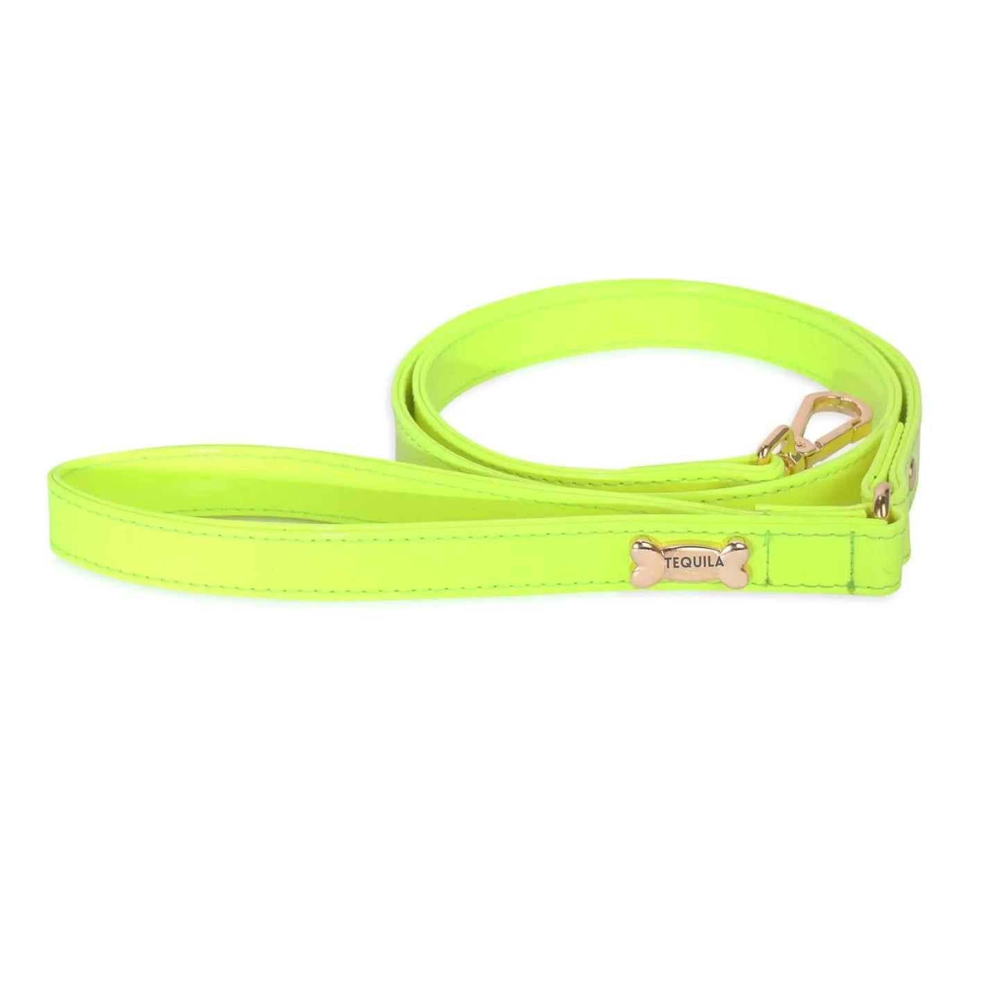 Dog Lead with Gold Plated Bone | Neon Green 🐾 - PAW LONDON