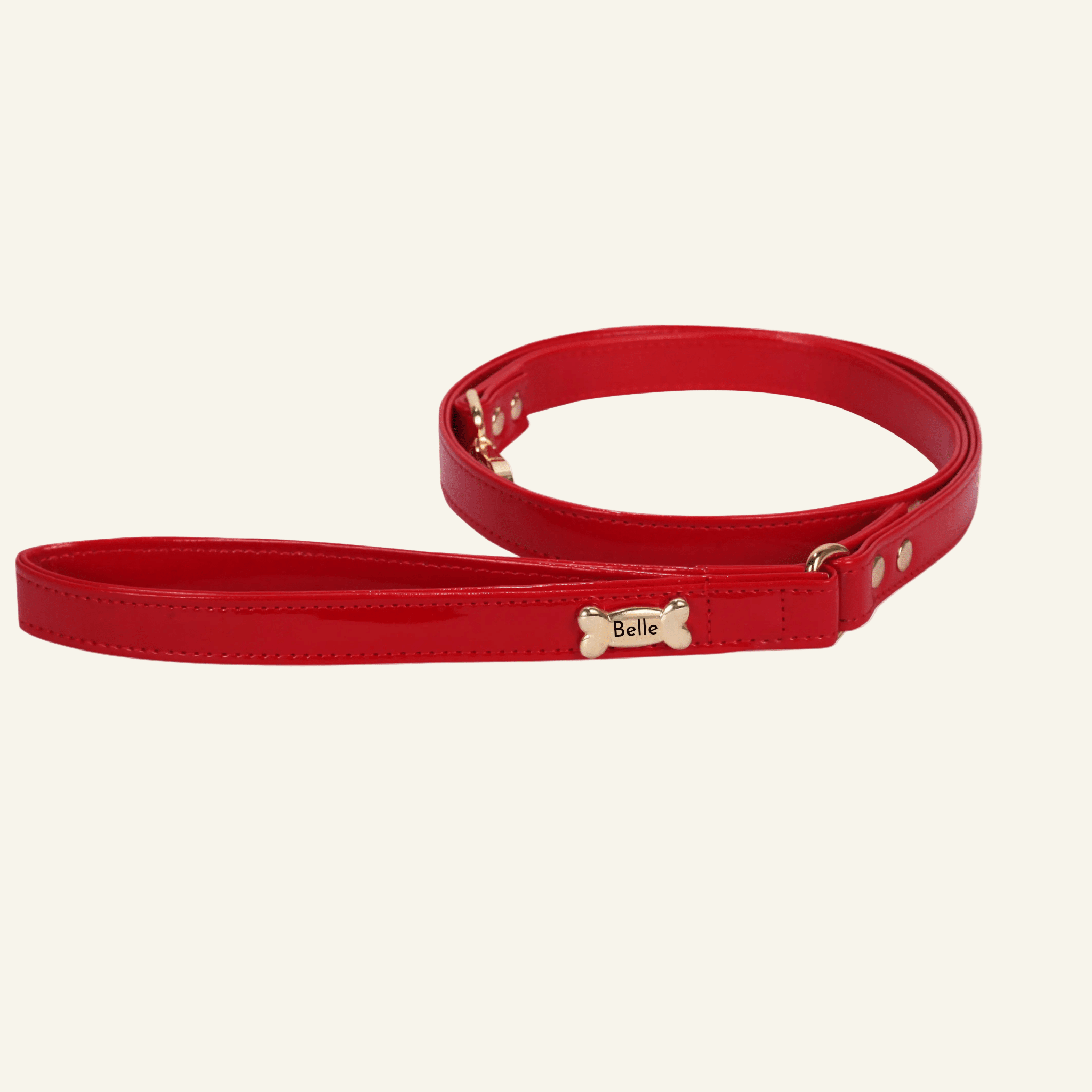 Dog Lead with Gold Plated Bone | Red 🐾 - PAW LONDON