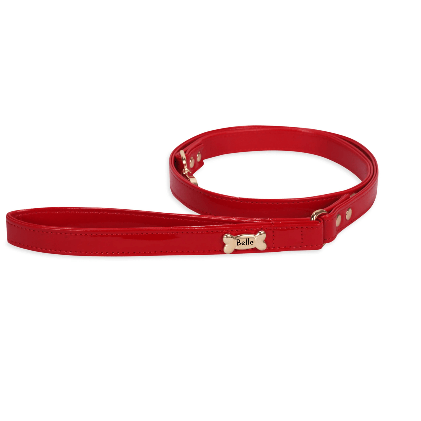 Dog Lead with Gold Plated Bone | Red 🐾 - PAW LONDON