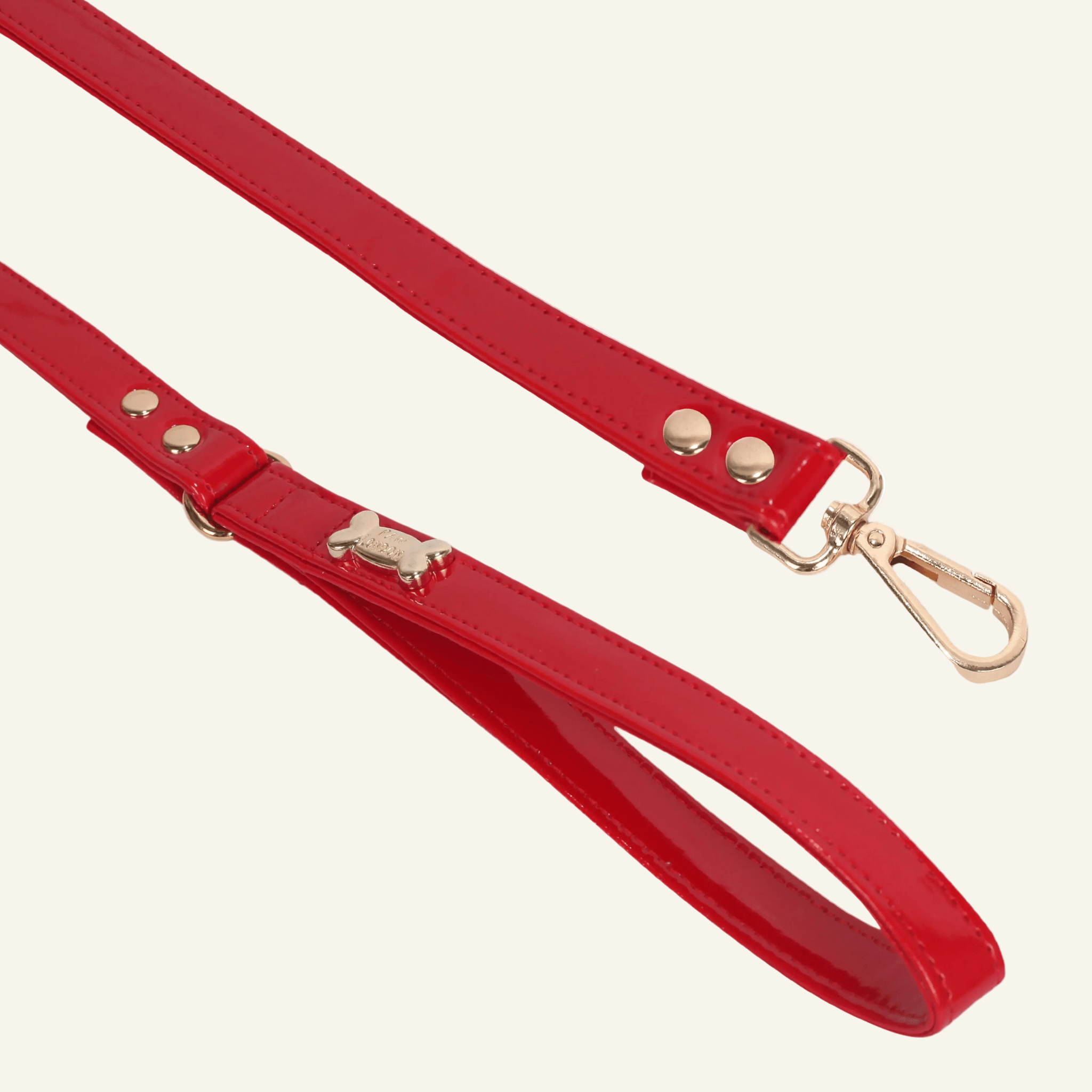 Dog Lead with Gold Plated Bone | Red 🐾 - PAW LONDON